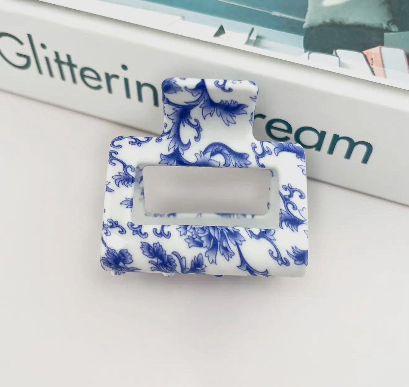 Blue and White Claw Clip-Small