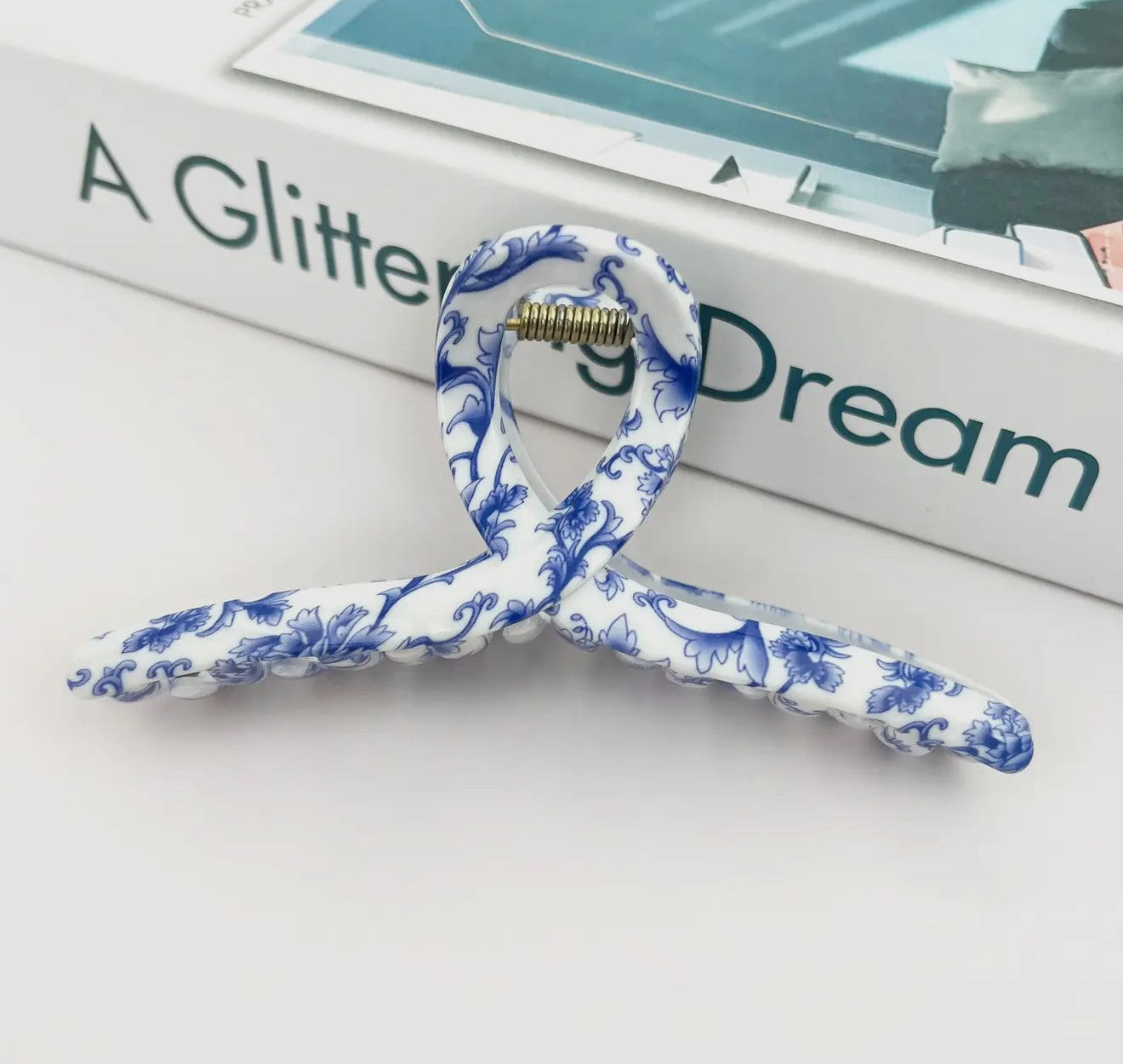 Blue and White Claw Clip-Skinny